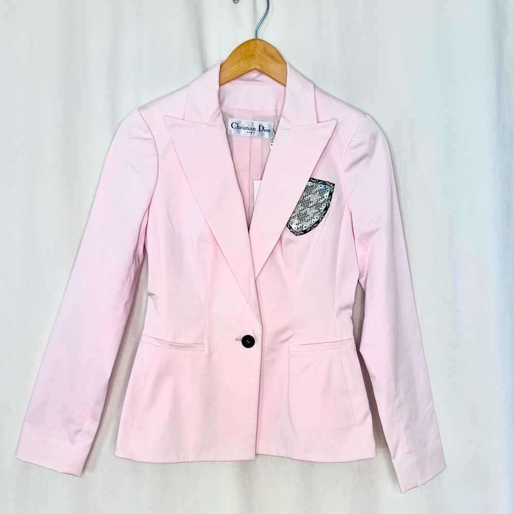 NWT Authentic Christian Dior Women's Pink Embellished Pocket Blazer size 4